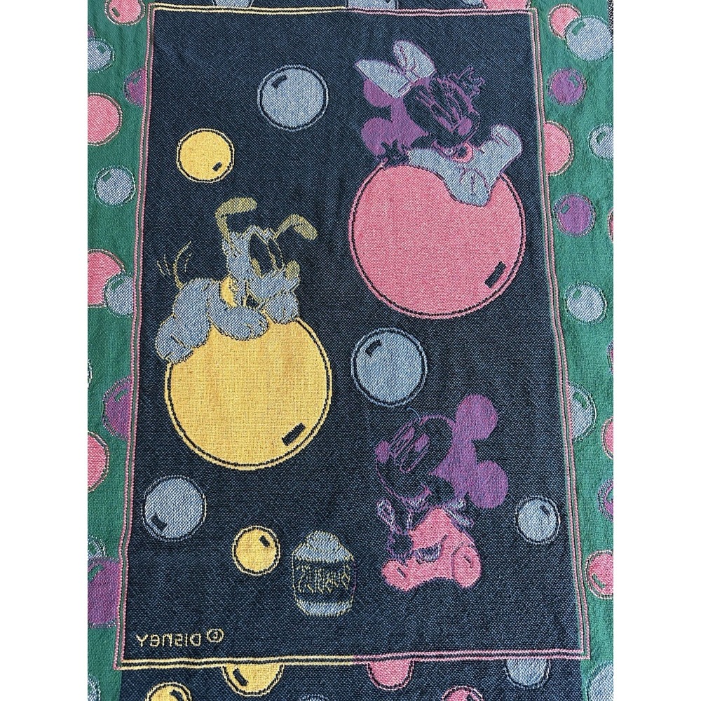 Vintage Disney Babies Tapestry Throw Blanket Mickey Minnie Pluto 44x32 Colorful - Picture 9 of 9